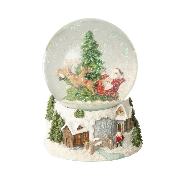 Zenélő Mikulás hógömb