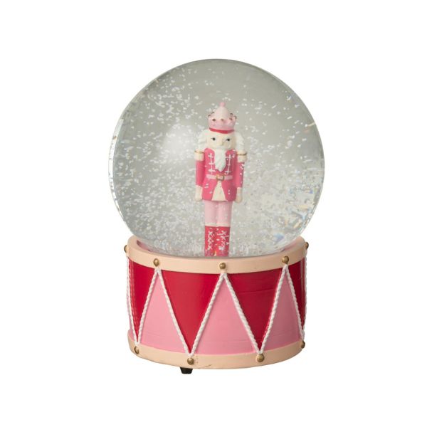 Zenélő Rózsaszín diótörő hógömb