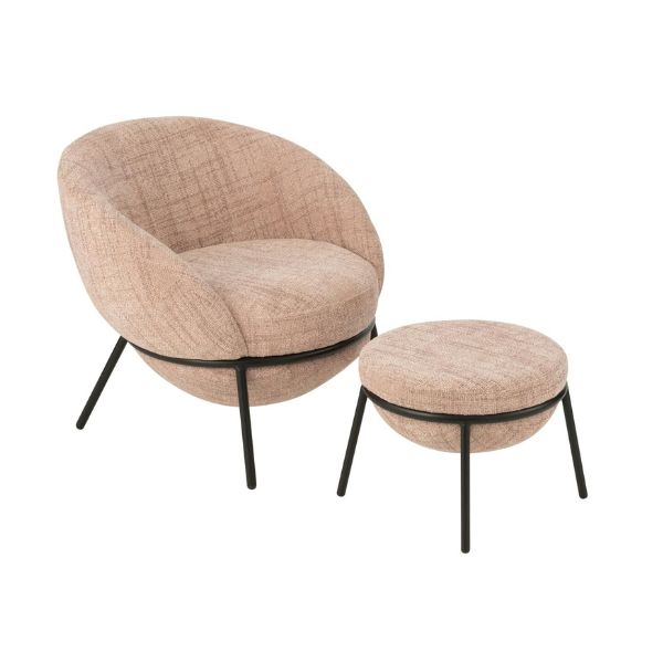 Rózsaszín pihenő fotel lábtartóval