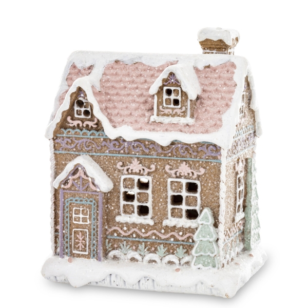 Ledes Barna-rózsaszín mézeskalácsházikó